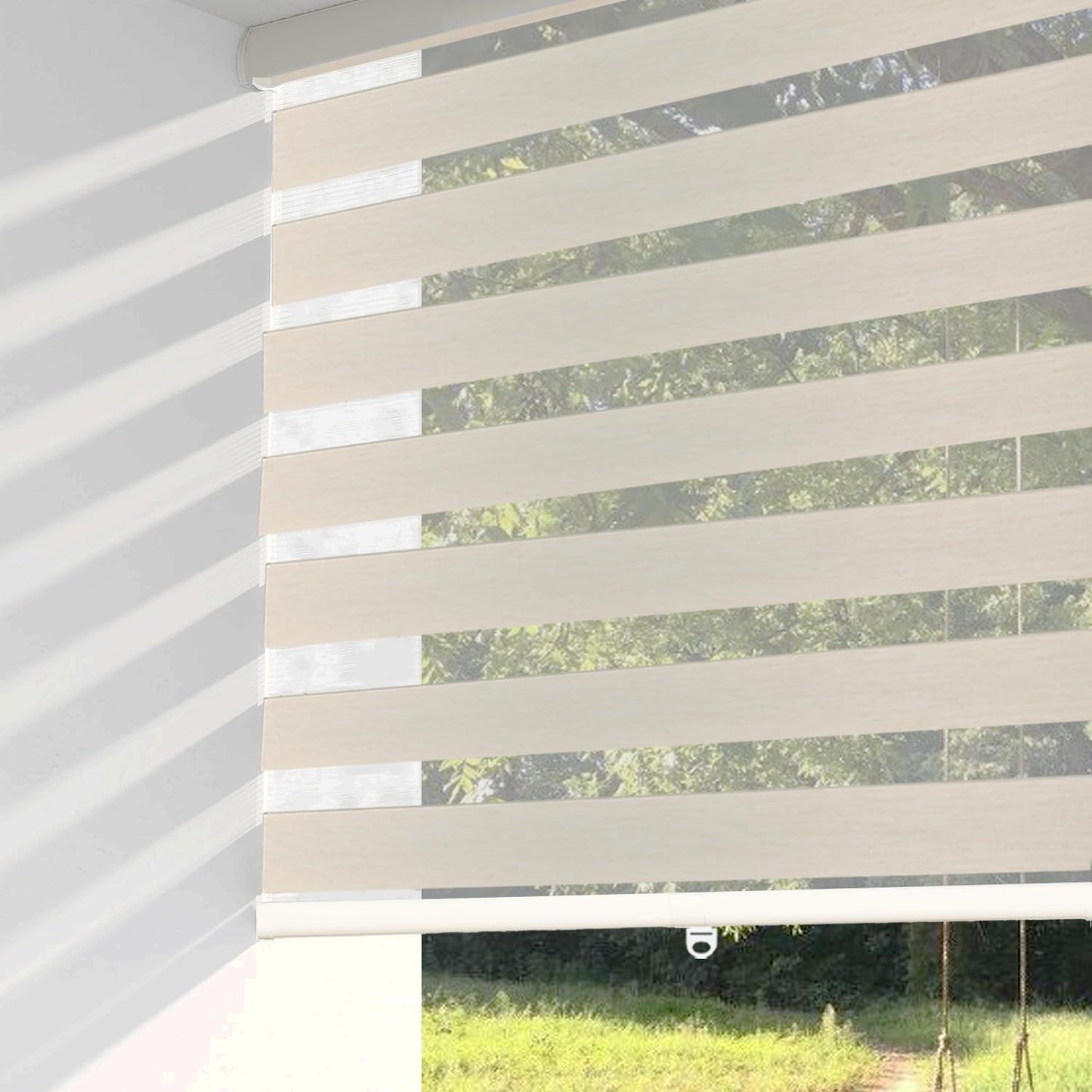ShadesU Cordless Zebra Blinds – Light Filtering Dual-Layer Window Shades for Privacy (Cream Color) (Maximum Height 72") (Width 72")