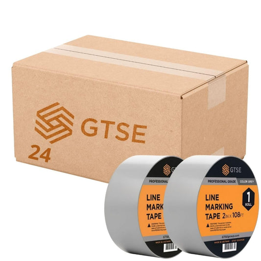 GTSE 2 inch x 108 ft Gray PVC Vinyl Floor Tape, 24 Rolls, Safety Marking Tape, 6 mil Thick, Suitable for Dance Floors, Gyms, Warehouses, Sports Facilities