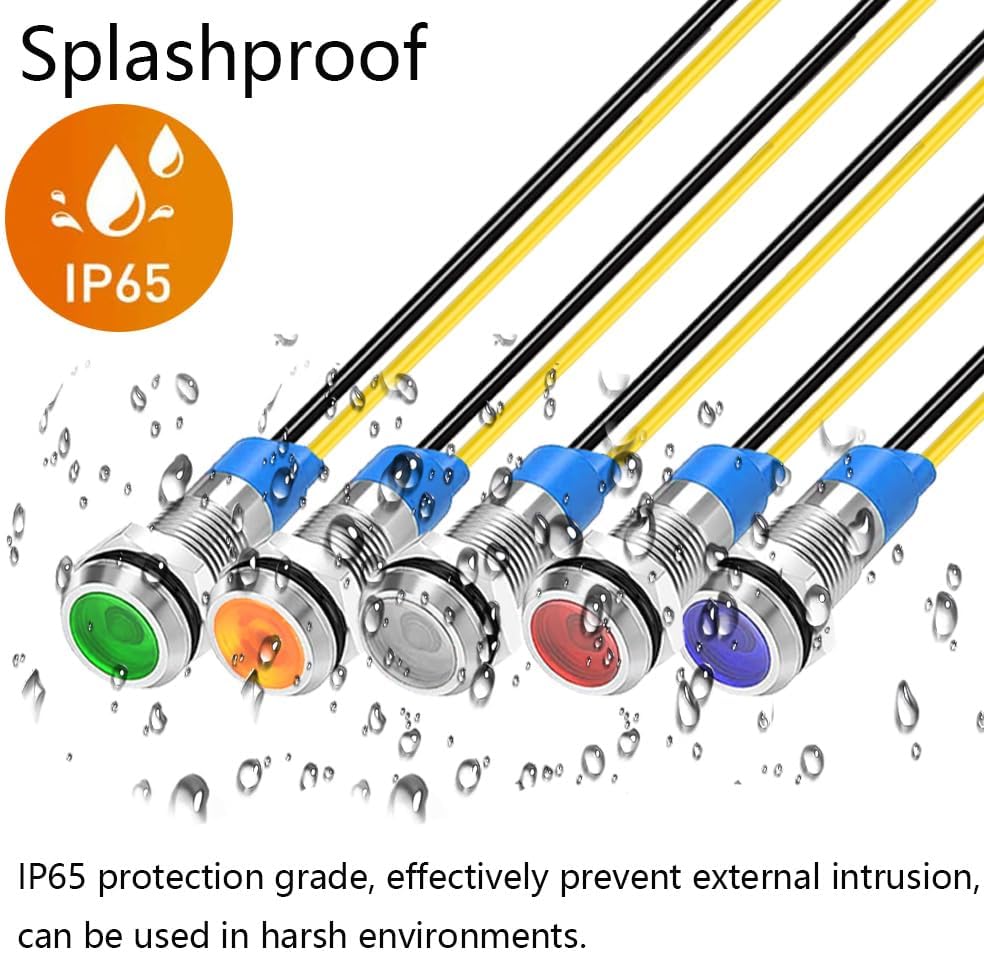 10pcs 6mm LED Metal Indicator Light 110V-220VAC Waterproof Signal Lamp (Blue)