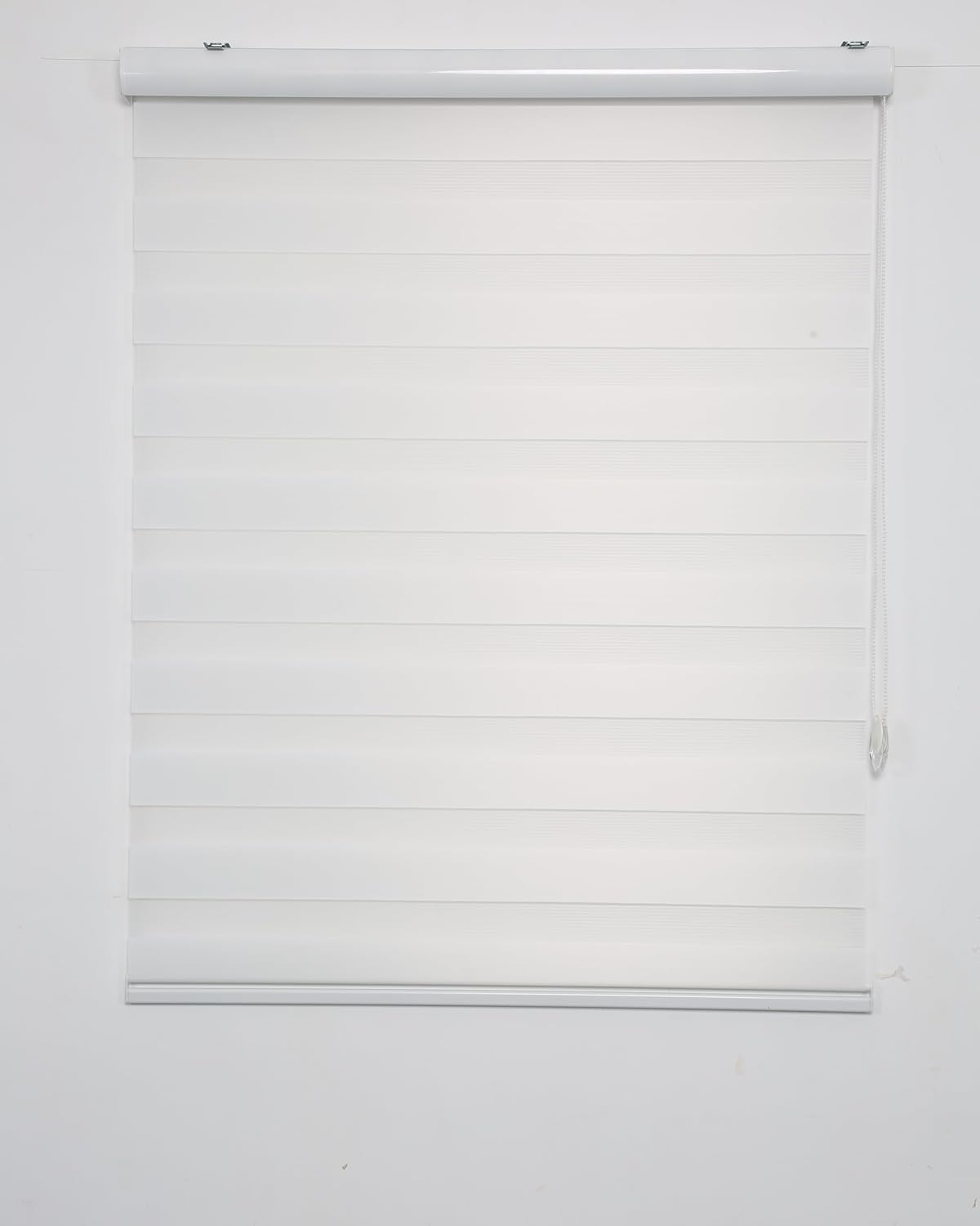 Shadesu Custom Size Zebra Blinds for Windows, 78" W x 72 H, White, Dual Layer Free-Stop Zebra Shades, Light Control for Day and Night, Sheer Blinds for Indoor Windows, Bedroom, Kitchen
