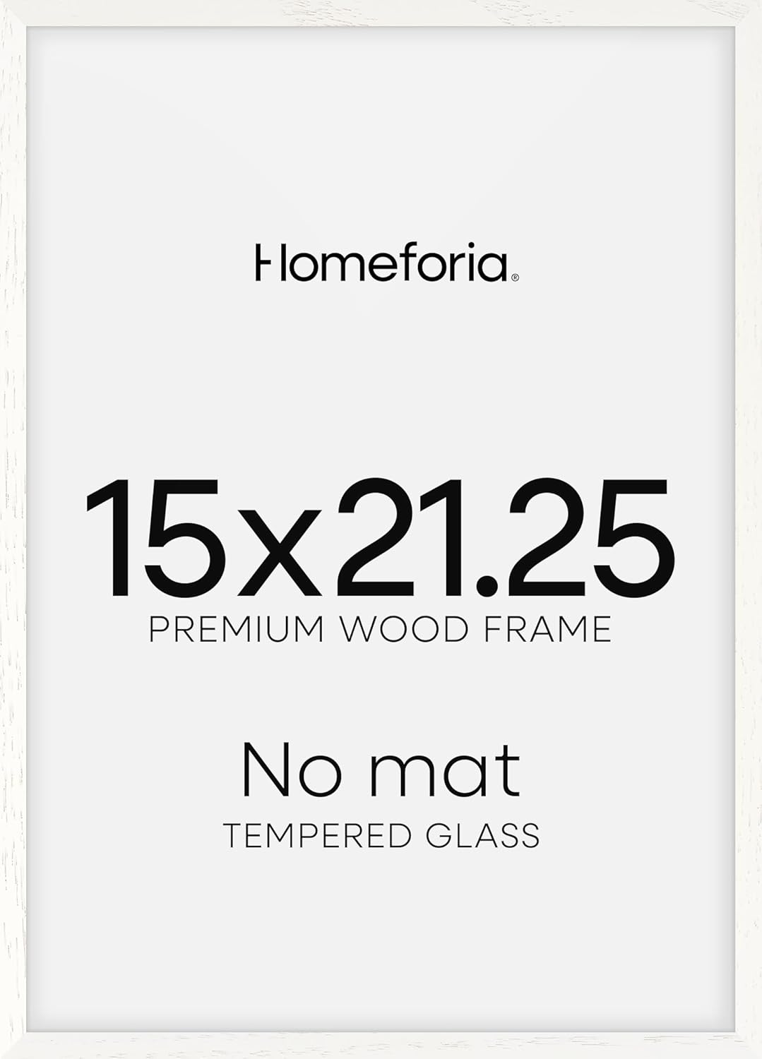 Homeforia 15x21.25 White Wood Puzzle Frame, High End Oak 15 x 21.25 Frames without Mat, Wooden 21.25x15 Thin Hanging Picture Frame for Wall, 15by21.25 Poster Frames, Tempered Glass, Wall Kit, Set of 1