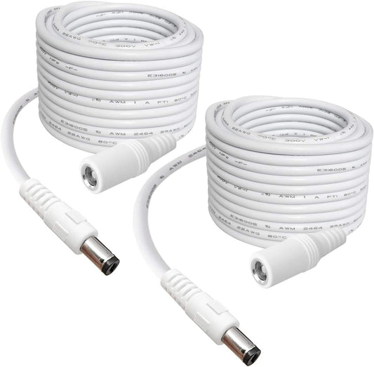 2-Pack 13ft DC Power Extension Cable,5.5mm x 2.1mm Extension Cord,12v Extension Cord for Security Camera CCTV IP,Router,LED Strip,5V 9V 24V 12 Volt Male to Female Plug Supply Adapter Power Cord
