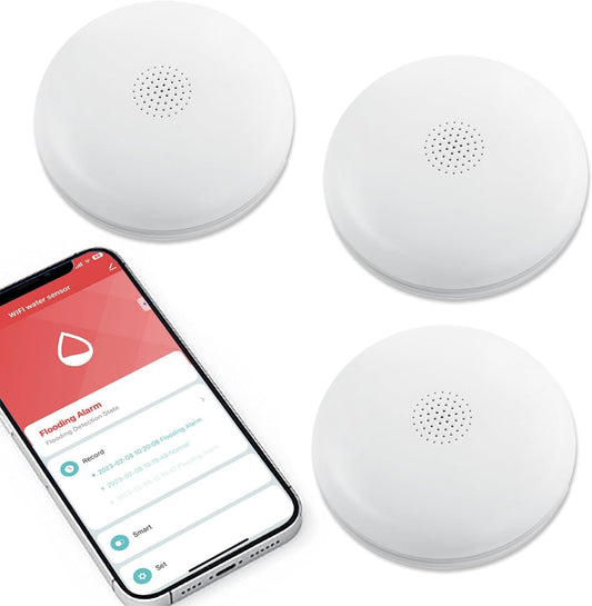 Heiman Water Leak Detectors 3 Packs for Home, Wi-Fi Smart Water Sensor Alarm, 75 dB Water Flooding Alerts and App Remote Notifications, Leak and Drip Detectors for Basement, Kitchen, Laundry, Bathroom