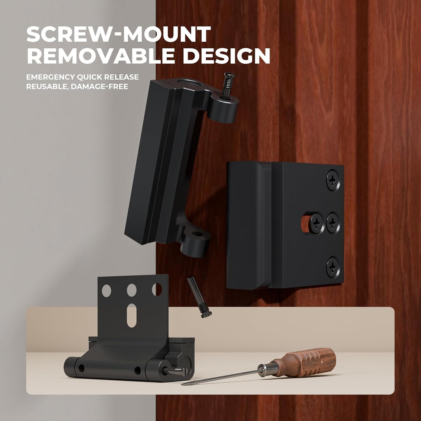 2 Pack Home Security Door Reinforcement Lock, Childproof Safety Door Lock Latch Stopper, Removable Screw-Mounted, Prevent Home Unauthorized Entry, Aluminum Construction, Withstands 800 lbs