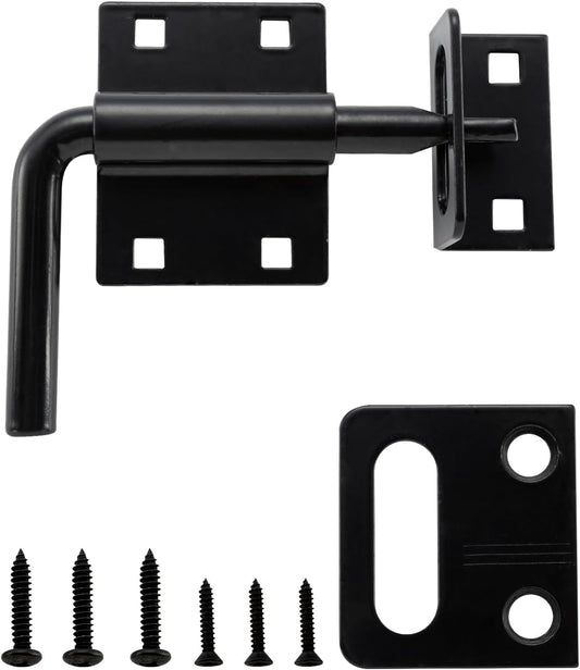 HOME MASTER HARDWARE Heavy Duty Slide Bolt Gate Latch, Sliding Bolt Door Latch Gate Lock Hardware with Padlock Hole, 2 in 1 Barrel Bolt Latch for Wooden Fence/Shed Door/Yard Door/Barn Door, Black