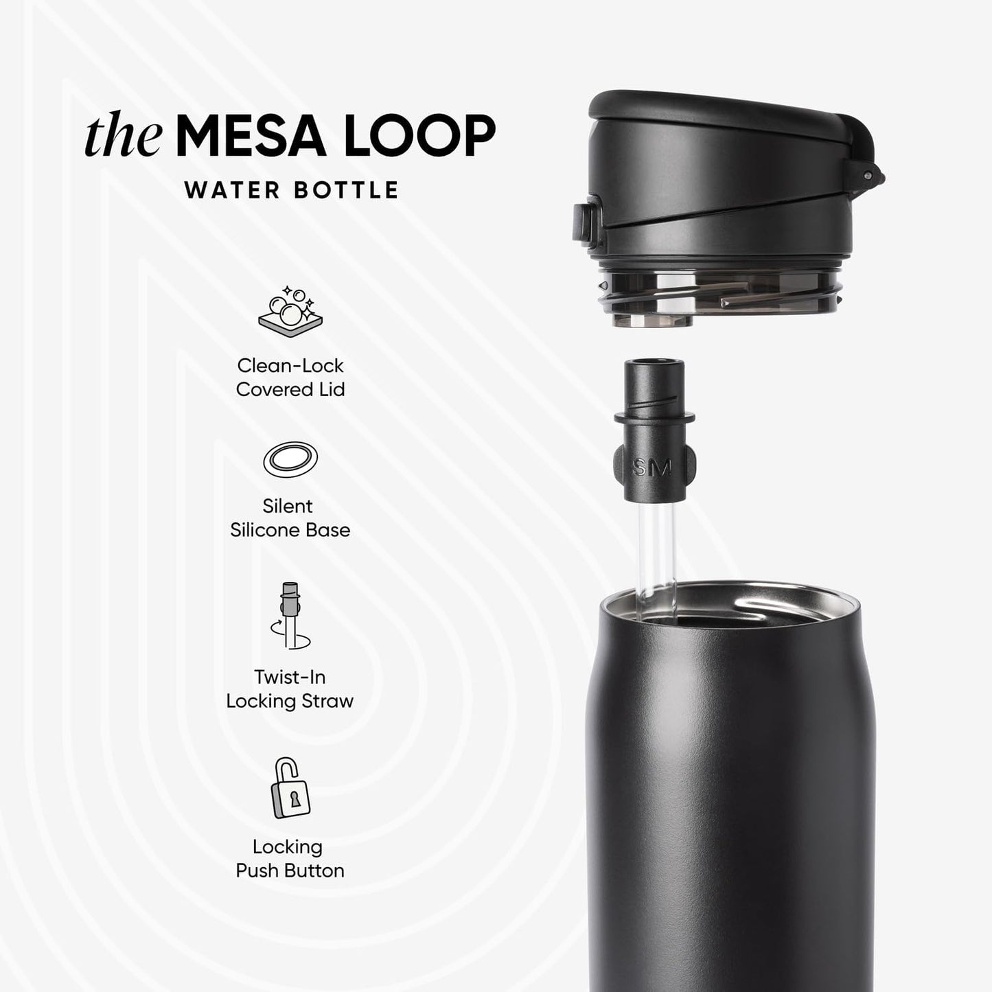 Simple Modern Mesa Loop Water Bottle with Covered Straw and Handle | 30oz Cup Holder Friendly Insulated Stainless Steel Bottles for Travel, Sports and School | Raspberry Vibes