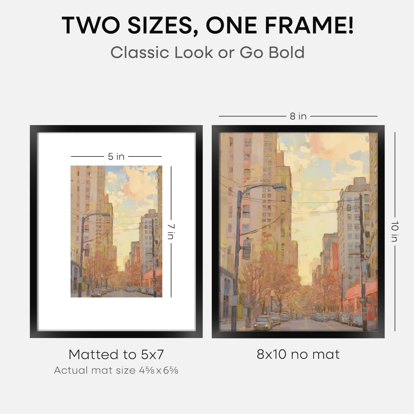 Homeforia Black Picture Frames 8x10, High End Metal 8 x 10 Photo Frame with Mat 5 by 7 Art, 10x8 Black Frame Matted to 5x7 inch Print, 8by10 Wall or Tabletop Frames, Tempered Glass, Wall Kit, Set of 3