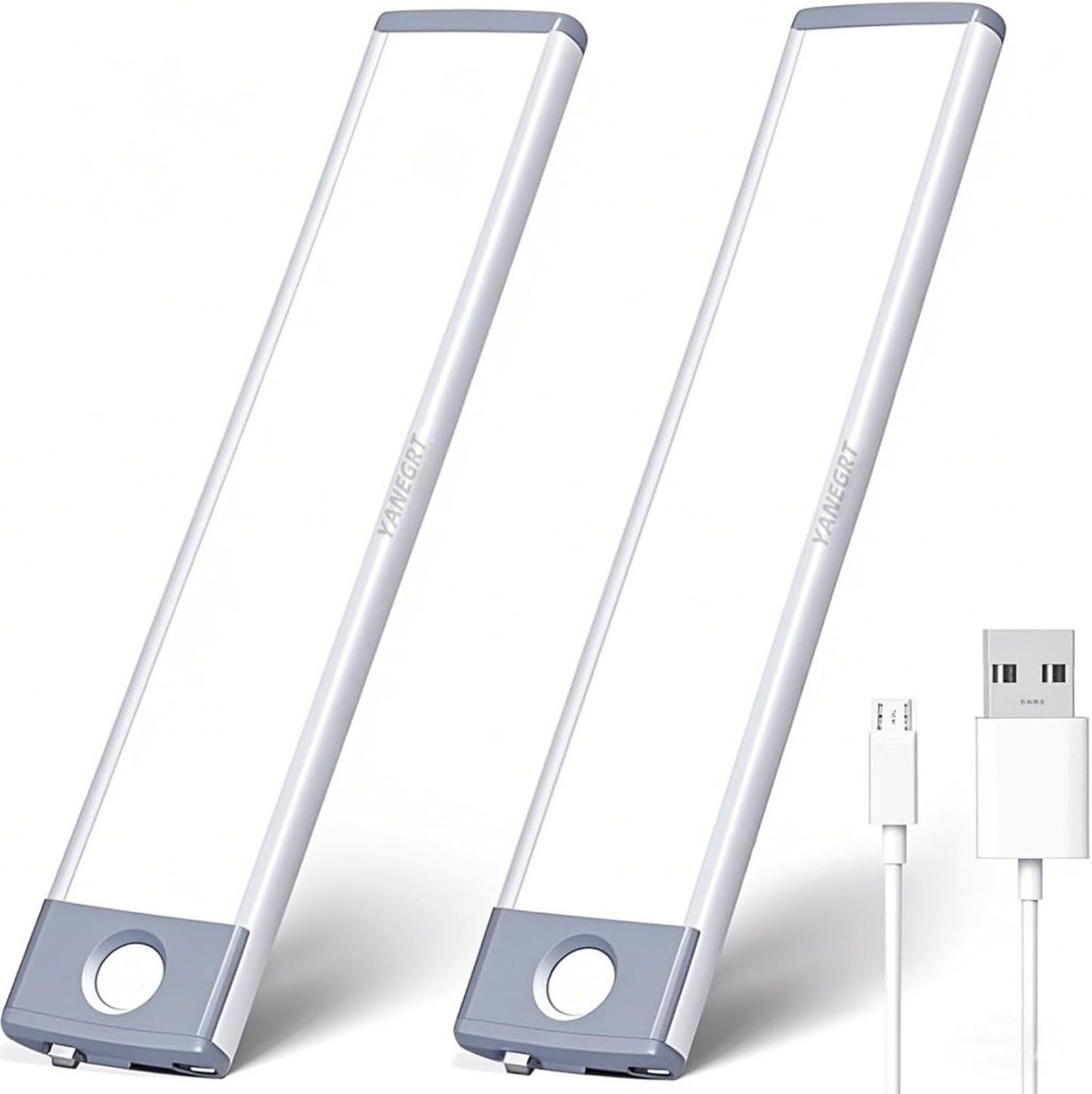 2 Pack Rechargeable Under Cabinet Lights with Motion Sensor - 30 LED 10 Inch, Wireless USB-C Magnetic for Kitchen, Bedroom, Wardrobe Closet Lighting