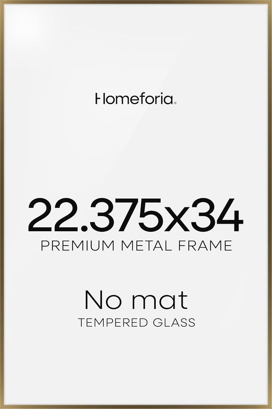 Homeforia 22.375x34 Bronze Puzzle Frame, High End Metal 22.375 x 34 Picture Frames without Mat, 34x22.375 Brass Poster Frames for Wall, 22.375by34 Puzzle Art Frames, Tempered Glass, Wall Kit, Set of 1