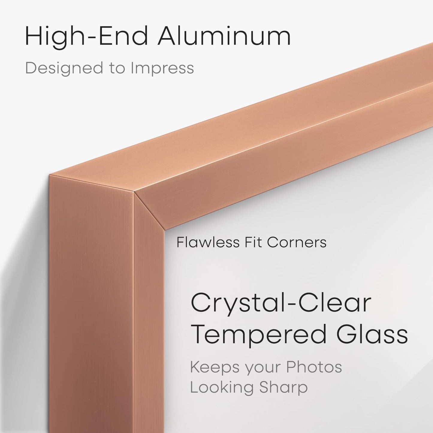 Homeforia 11x15 Picture Frame Rose Gold, High End Metal 11x15 Wall Hanging Frame with Mat 8.5x11, 11 x 15 Poster Frames Matted to 8.5 x 11 inch Photo, 11by15 Frames, Tempered Glass, Wall Kit, Set of 1