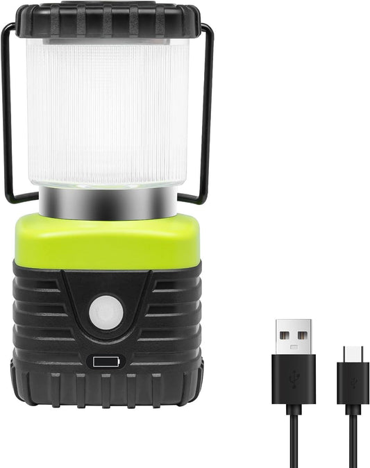 1PCS 6500K White Light LED Camping Lantern Rechargeable 1000LM, 4500mAh Power Bank, Flashlight for Hurricane Emergency, Hiking, IP44 Waterproof Lantern(Black)