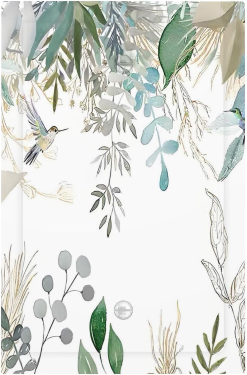 Green Tropical Palm Leaves Flower Plants Hummingbird Light Switch Cover Plate 1 Gang No Device Blank Electrical Wall Plates Faceplate Decorative Switch Plate for Bed Room Living Room Decor