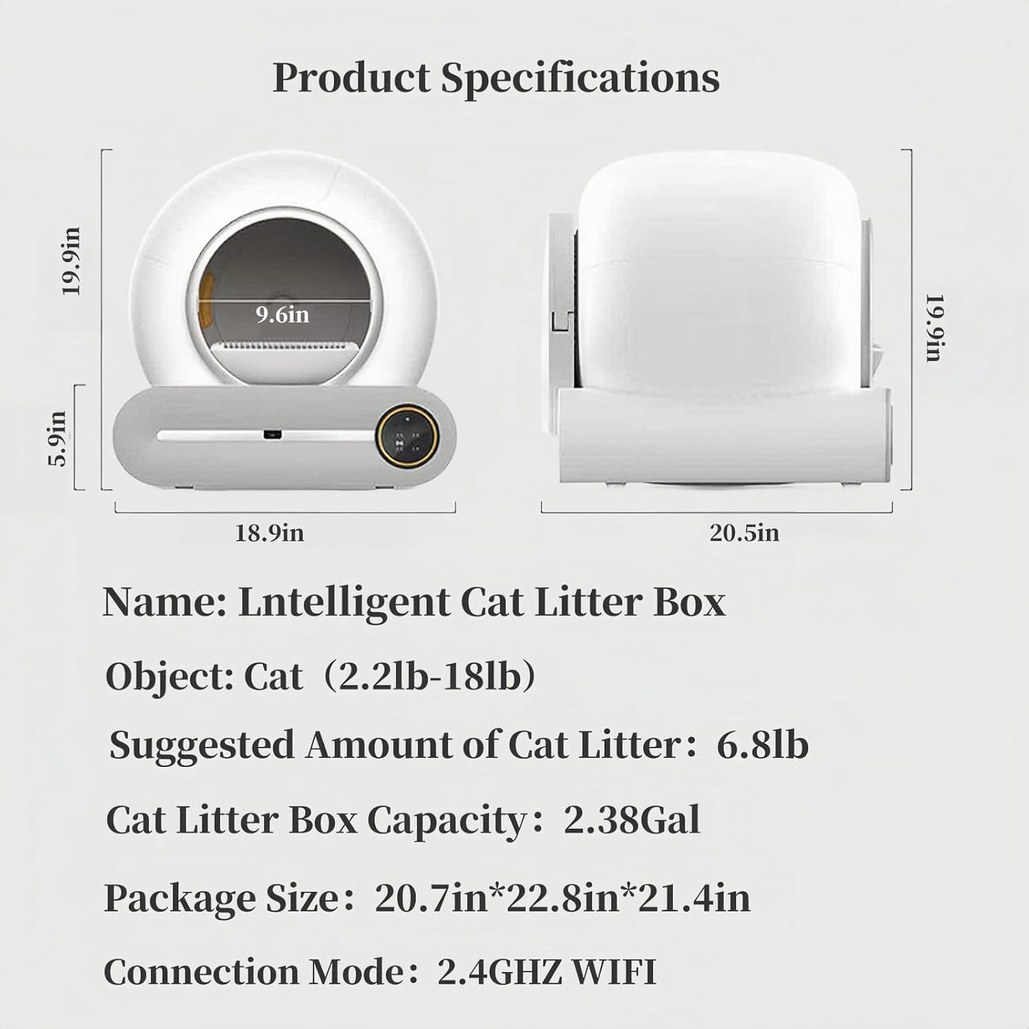 Automatic Cat Litter Box Large Capacity for Multiple Cats,Intelligent Self-Cleaning Cat Litter Box with APP Control, Self Cleaning Large Cat Toilet, Automatic Cleaning, One Click Sand Change