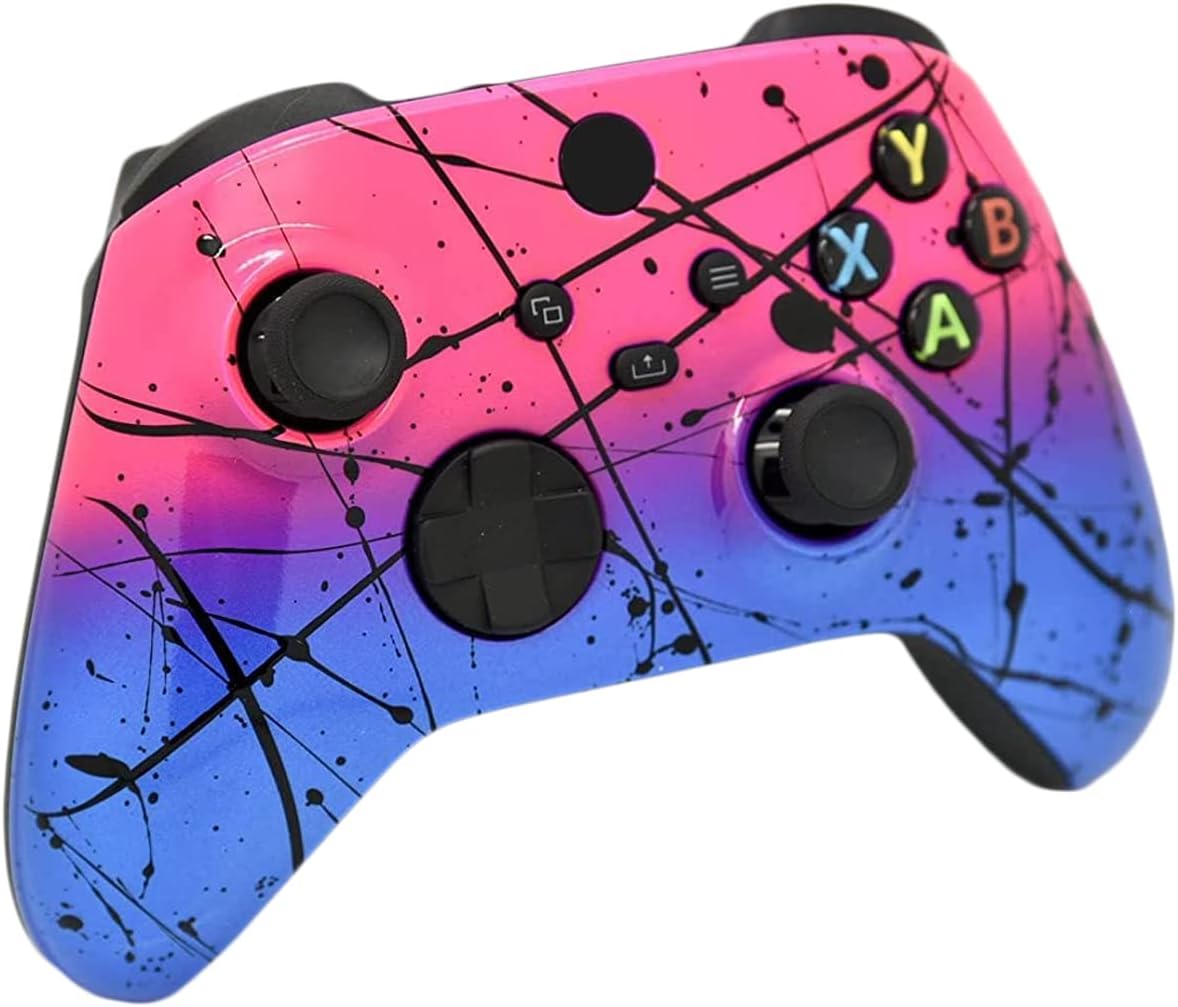Hand Airbrushed Fade Custom Controller Compatible with Xbox Series X/S & Xbox One (Series X/S Hot Pink & Blue)