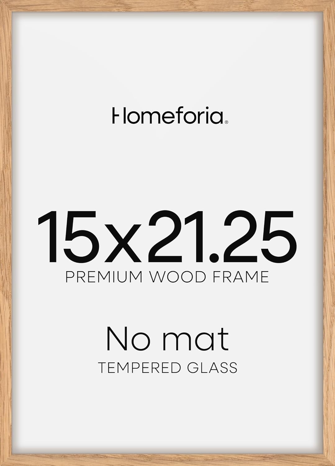 Homeforia 15x21.25 Puzzle Frame Wooden, High End Natural Oak 15 x 21.25 Picture Frames Light Wood without Mat, 21.25x15 Poster Frame for Wall, 15by21.25 Thin Frames, Tempered Glass, Wall Kit, Set of 1