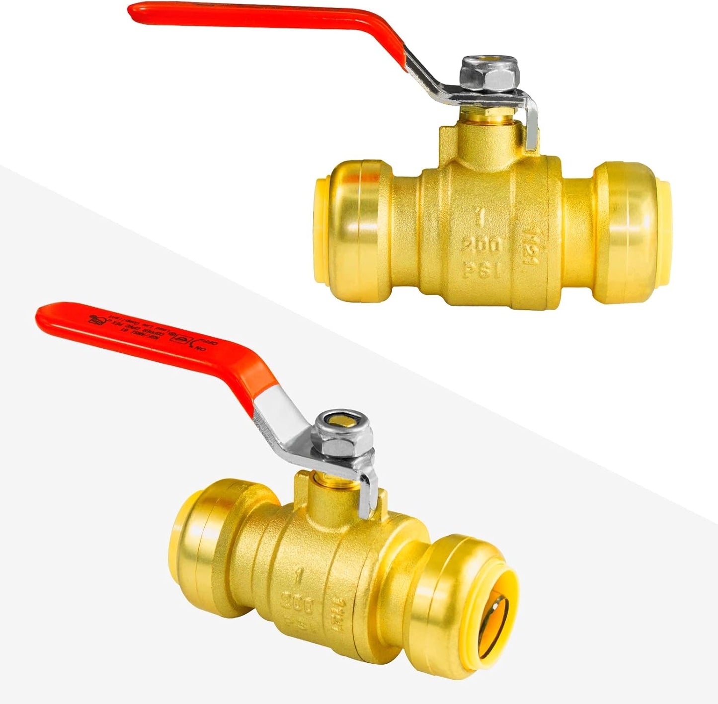 (Pack of 2) AB 1 Inch Push to Connect Ball Valve, 1 Inch Push Fit Ball Valve with Disconnect Clip, Full Port Water Shut Off Valve for Copper, CPVC,PE-RT and PEX Pipe, UPC Certified