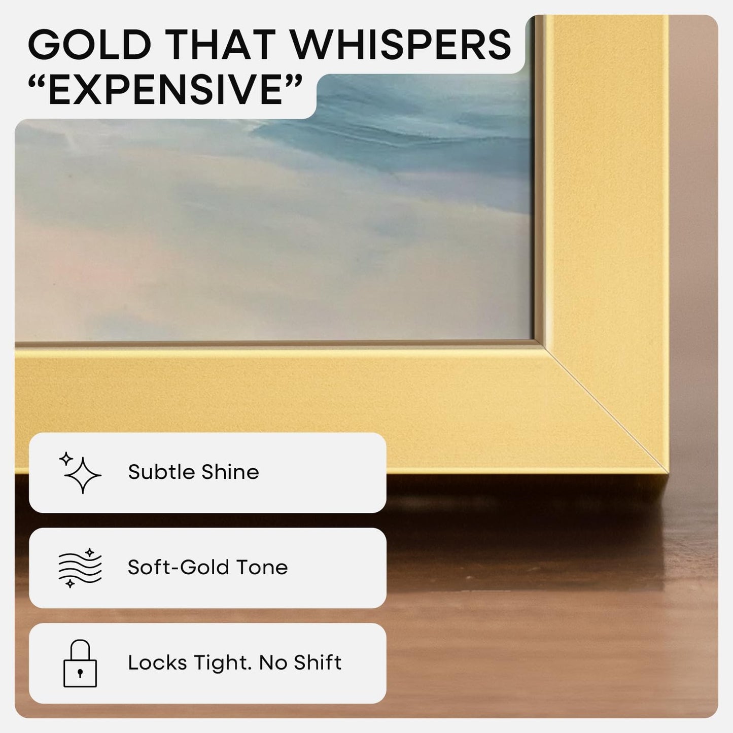 Homeforia 10x30 Picture Frame Gold, High End Metal 10x30 Poster Frames with Mat 8x24 inch Photo, 10 x 30 Gold Frames Matted to 8 by 24 Print, 30x10 Panoramic Frames, Tempered Glass, Wall Kit, Set of 1
