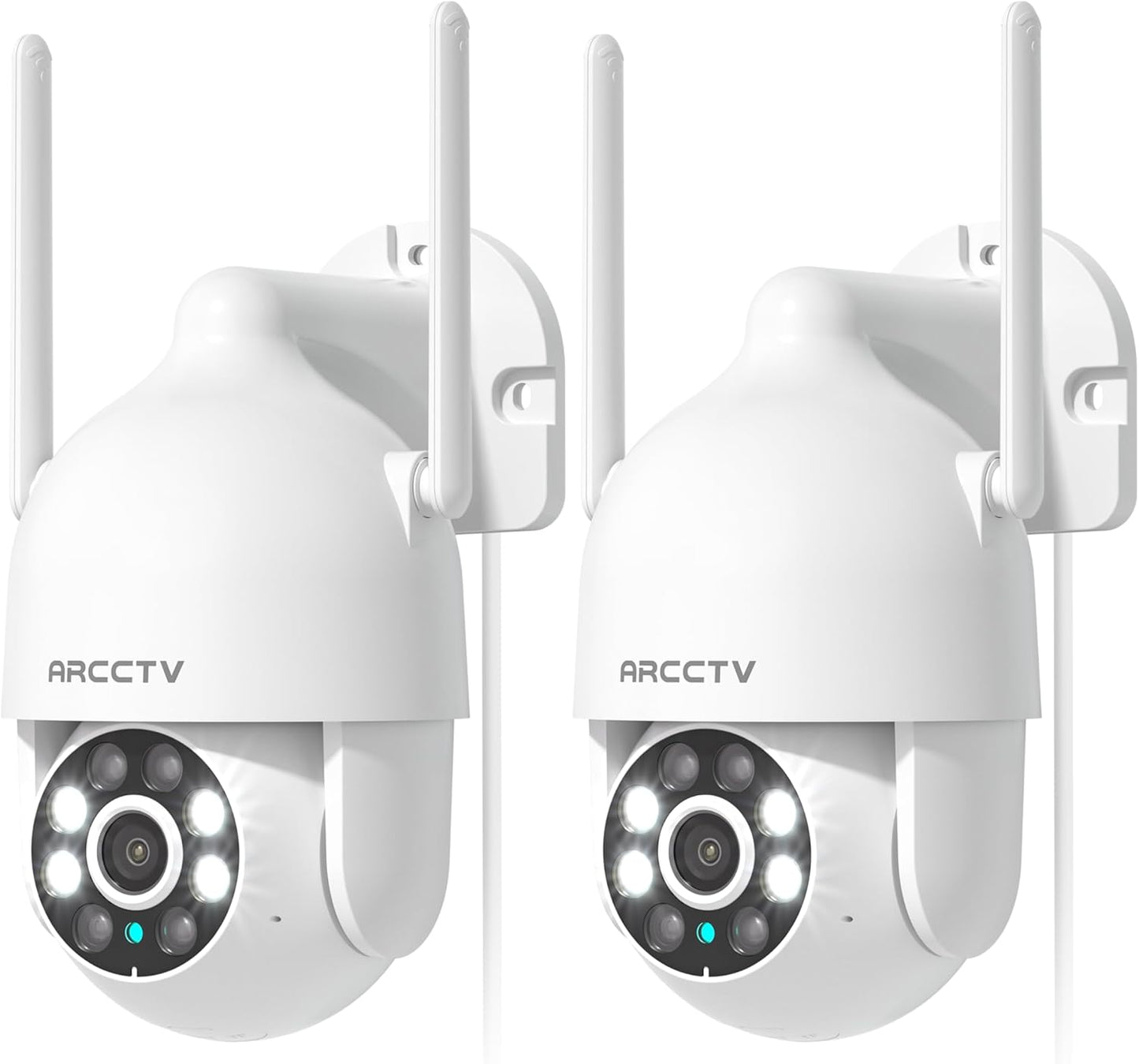 2K Security Cameras Outdoor, 360°Pan-Tilt View 2.4G/5G WiFi Security Camera with Motion Tracking, Spotlight & Siren, 2-Way Audio, Full Color Night Vision, Waterproof (2 Pack)