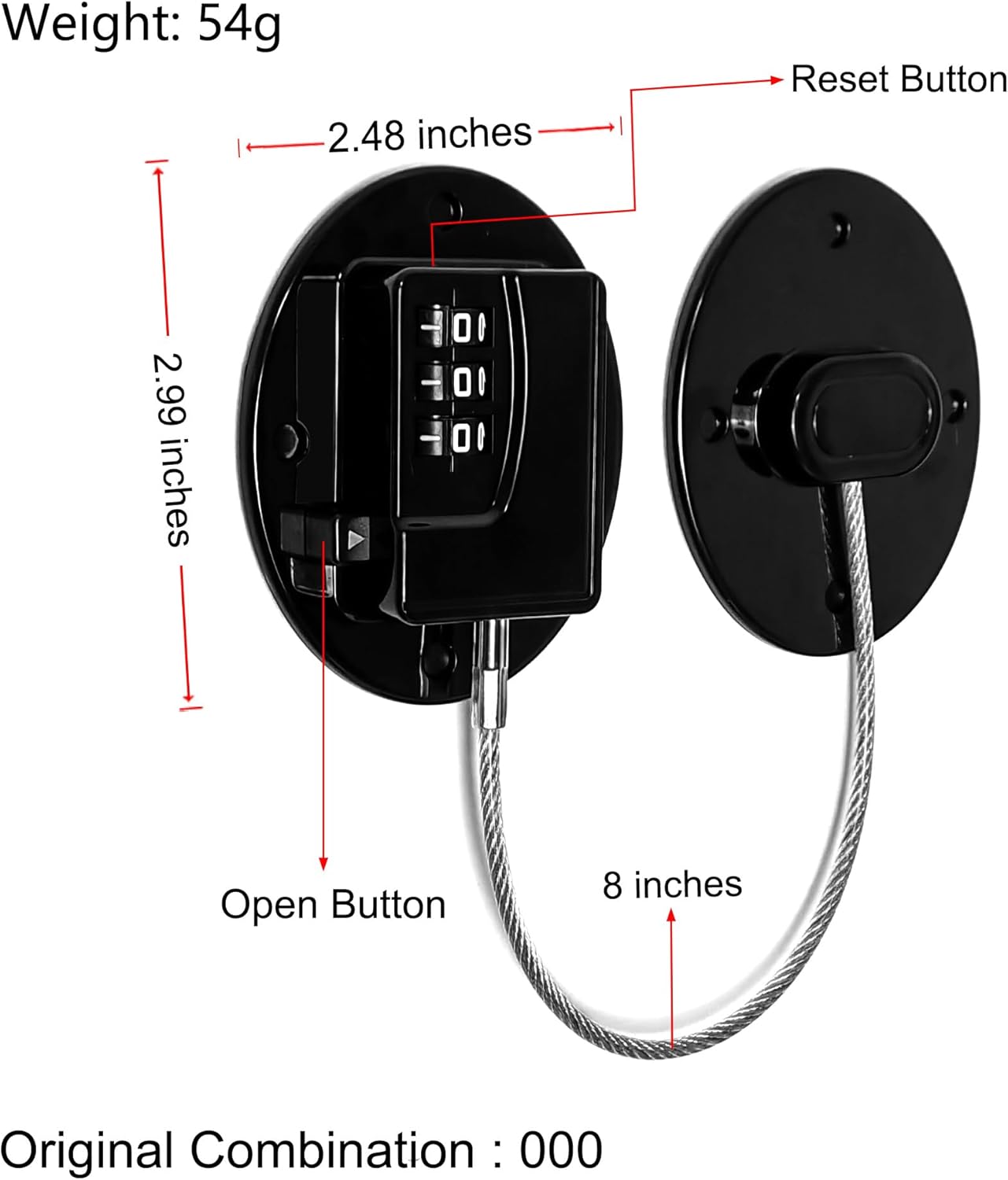 Fridge Lock Refrigerator Lock- Child Safety Cabinet Locks for Refrigerator, Freezer, Drawers & Cabinets - No Key Combination Lock, Adjustable & Reusable for Kids, Adults, Pets (Black 1Pack)