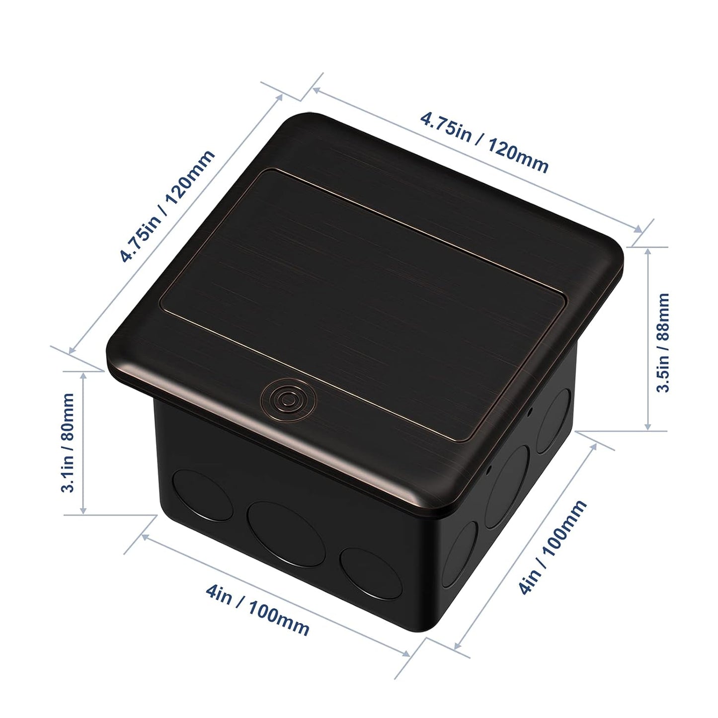 KYHSHJ Pop Up Floor Electrical Outlet Box Kit，20 Amp Stainless Steel TR Tamper-Resistant Duplex Receptacle Outlet， Corrosive Resistant Hardware，ETL Listed, Oil Rubbed Bronze