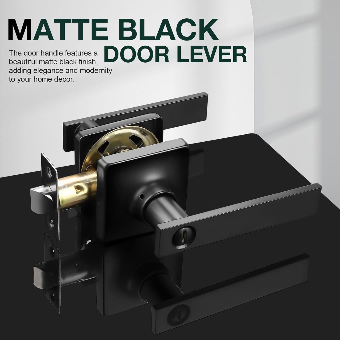 GOBEKOR 6 Pack Matte Black Privacy Door Handles Interior Door Levers for Bedroom Bathroom Black Privacy Levers Square Lever Door Handles