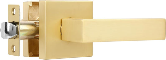 1 Pack Brushed Brass Closet Door Knobs Stain Brass Gold Door Handles Interior for Home Hallway or Closet