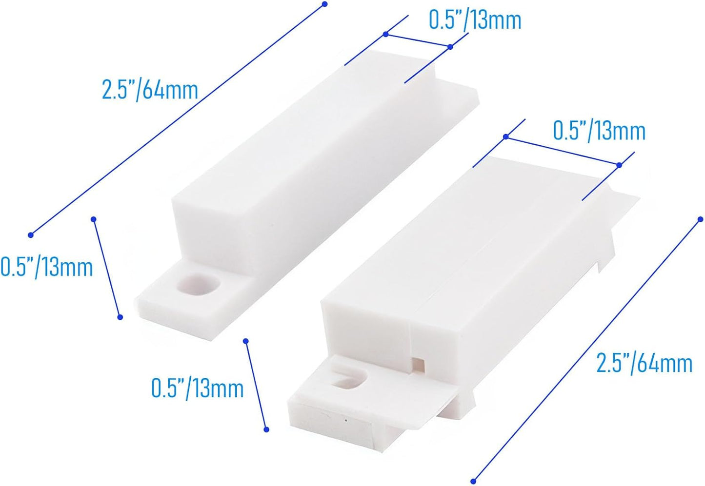 2Pcs Magnetic Reed Switch Wired Surface Mount Normally Closed NC Contact Sensor Alarm Magnetic Door Switch with 2 Wires, PVC, MC-31