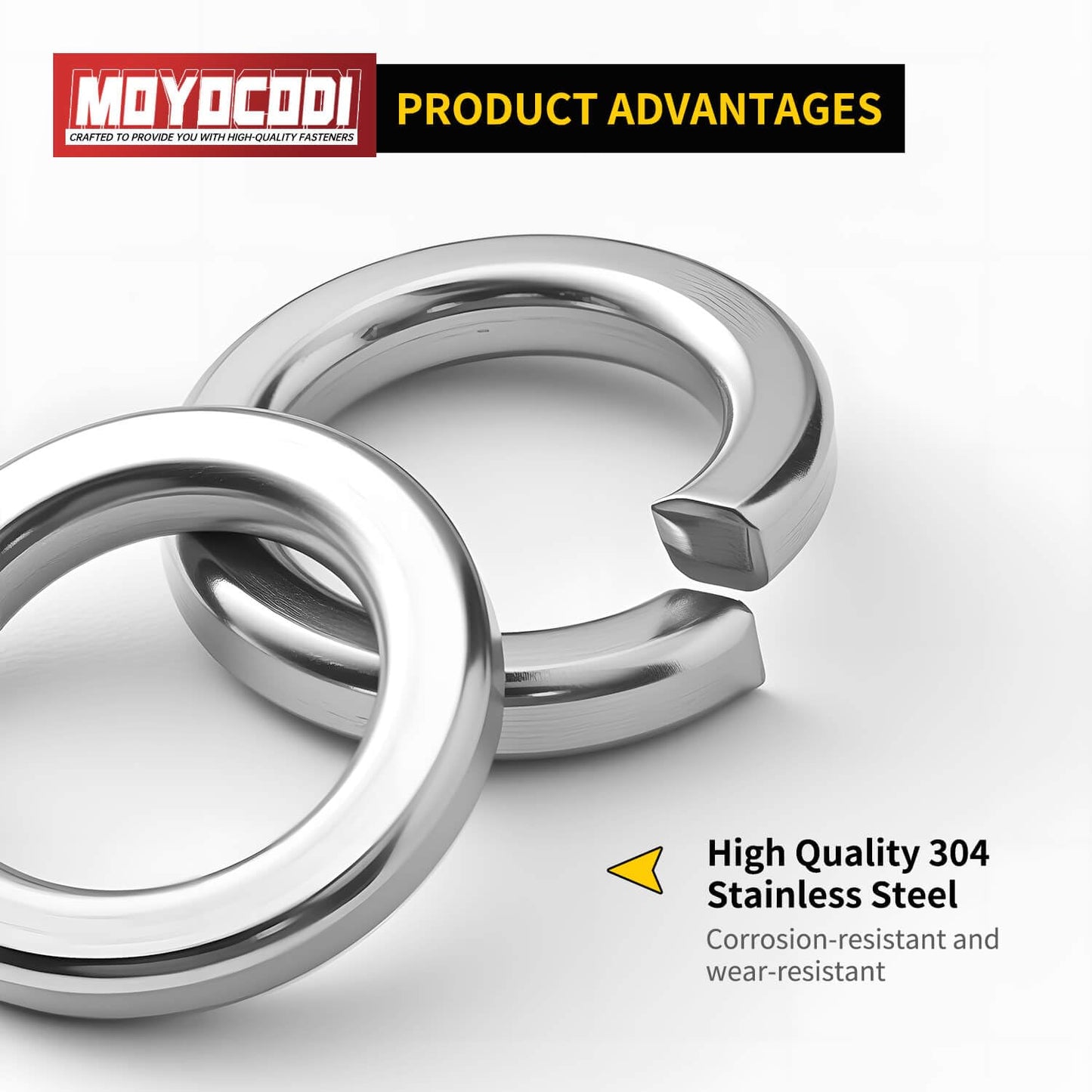 #10 (100 Pack) Split Lock Washer, (18-8) 304 Stainless Steel Spring Lock Washer