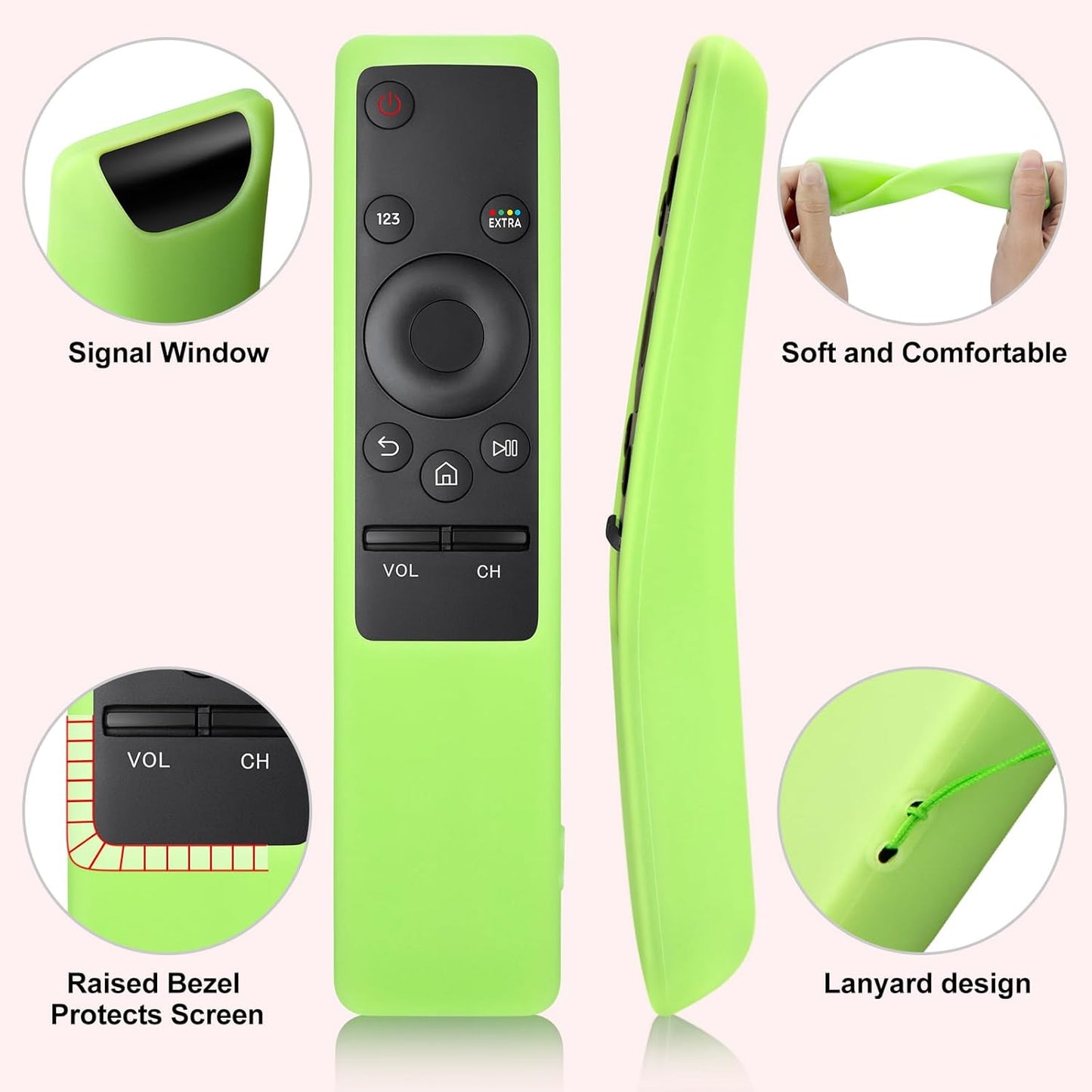 (2 Pack) Cover for Samsung Remote Silicone Protective Case Compatible with Samsung TV Remote Control Cover BN59 Series Glow in The Dark Remote Skin Sleeve