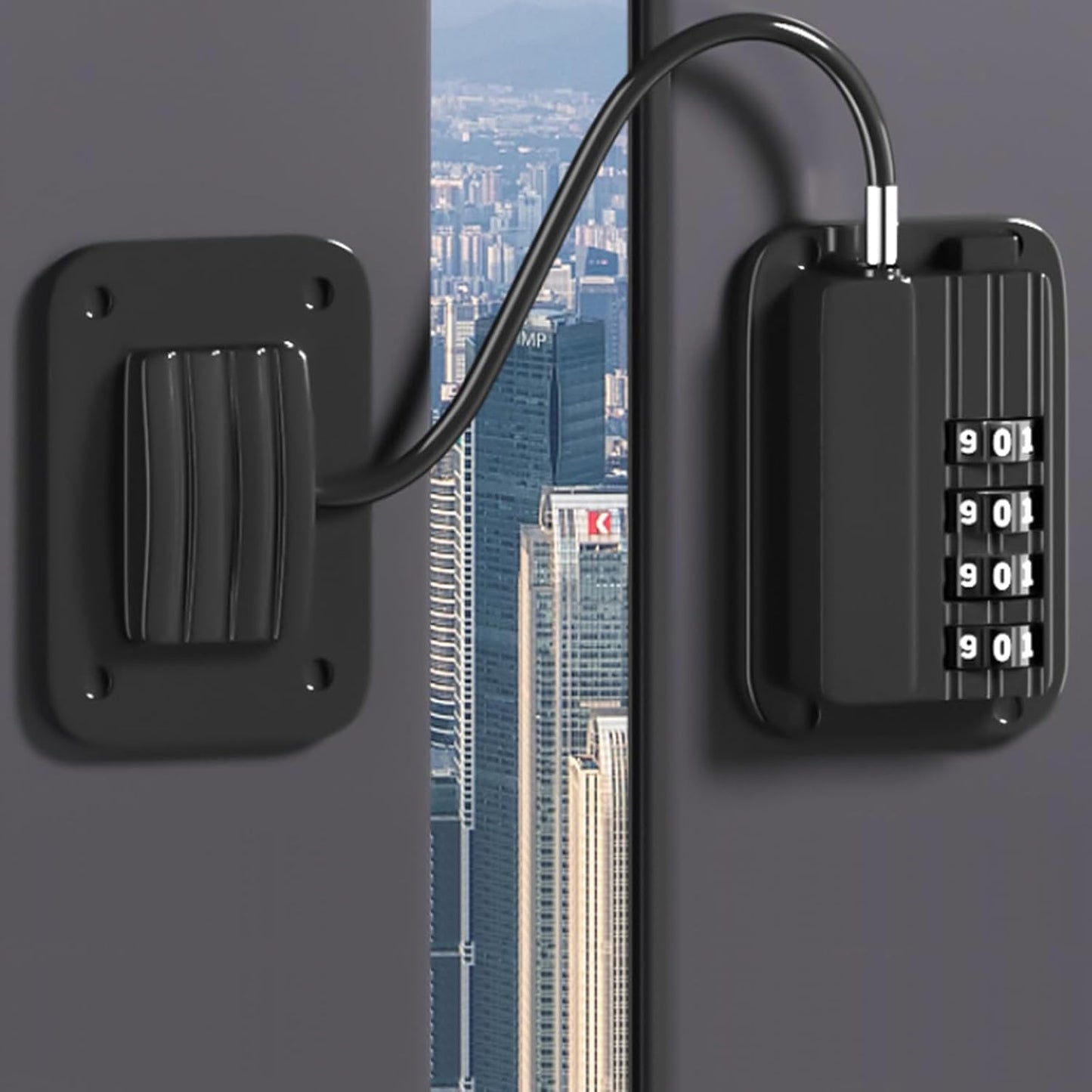 2 Pack Refrigerator Lock, Cabinet Locks, Child Safety Cabinet Locks, with Combination Fridge Lock, for Fridge, Cabinets, Window, Drawers, Adhesive Installation, No Drilling Required(Black)