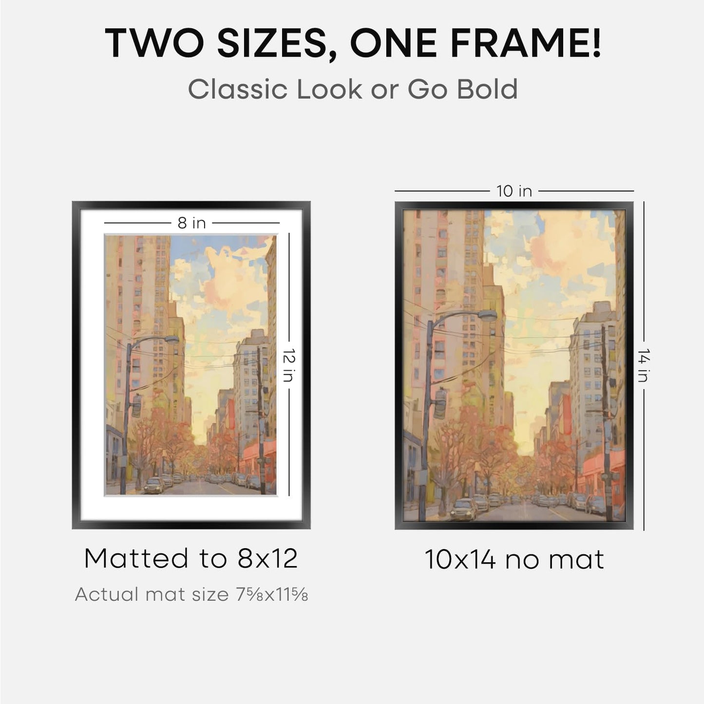 Homeforia Black 10x14 Picture Frame, High End Metal 10x14 Poster Frames with Mat 8x12, 10 x 14 Black Frame Matted to 8 x 12 inch Photo, 10 by 14 Thin Hanging Frames, Tempered Glass, Wall Kit, Set of 1