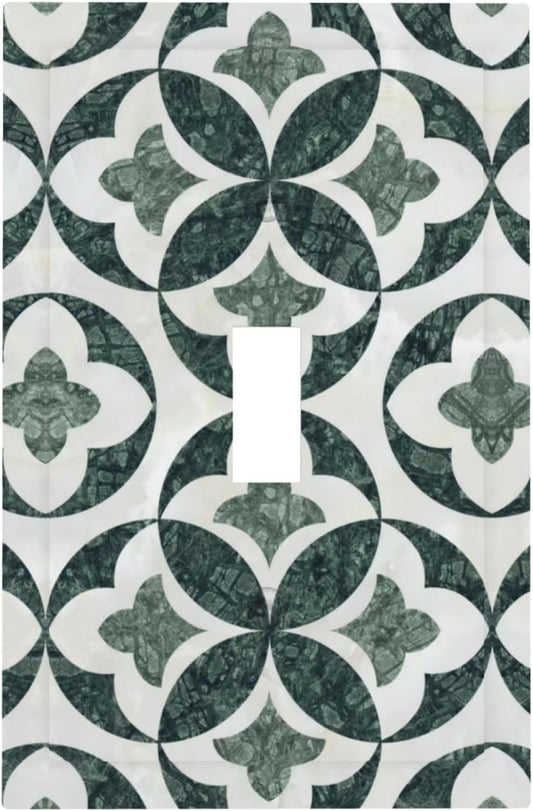 Green Luxury Modern Cubic Marble 1 Gang Single Toggle Decorative Light Switch Covers Electrical Faceplate Switch Plates for Bathroom Kitchen Home