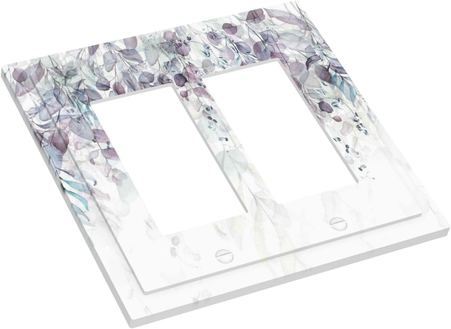 Hazy Leaves Ivy Nature Plants Eucalyptus Leave Decorative Outlet Covers 2 Gang Double GFCI Rocker Electrical Wall Panels Light Switch Cover Plate for Bedroom Home Decor