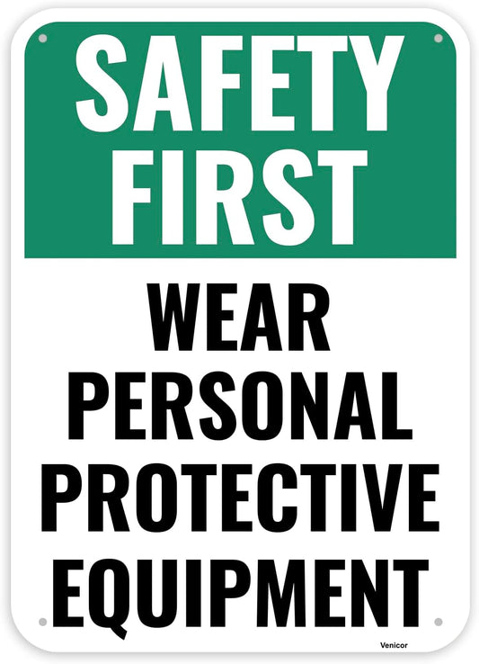 1PC Safety Sign, 14 x 10 Inches - Aluminum - Safety Decorations Posters For Workplace - Wear Personal Protective Equipment