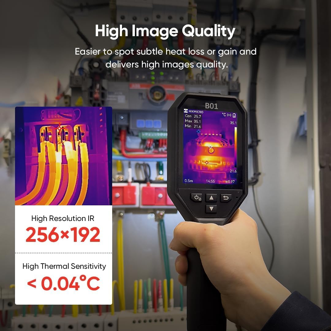 HIKMICRO B01 Thermal Camera, 320 x 240 Super IR Thermal Imaging Camera with WiFi, 3.2" LCD Screen, -4°F to 1022°F, 256 x 192 IR Resolution, 25Hz IR Camera with PC Analysis,FCC ID 2AXVM-HM-TP5XXXX