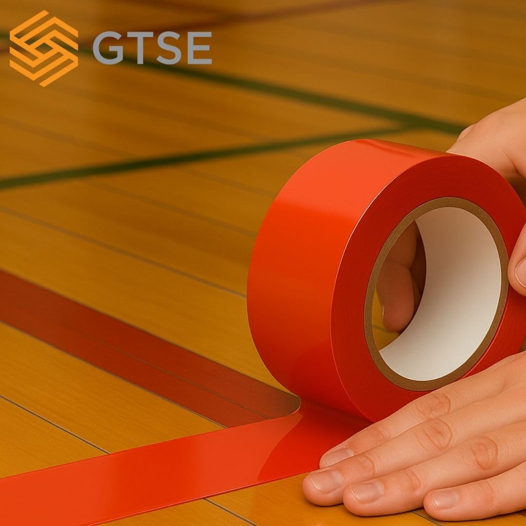 GTSE 2 inch x 108 ft Red PVC Vinyl Floor Tape, Safety Marking Tape, 6 mil Thick, Suitable for Dance Floors, Gyms, Warehouses, Sports Facilities