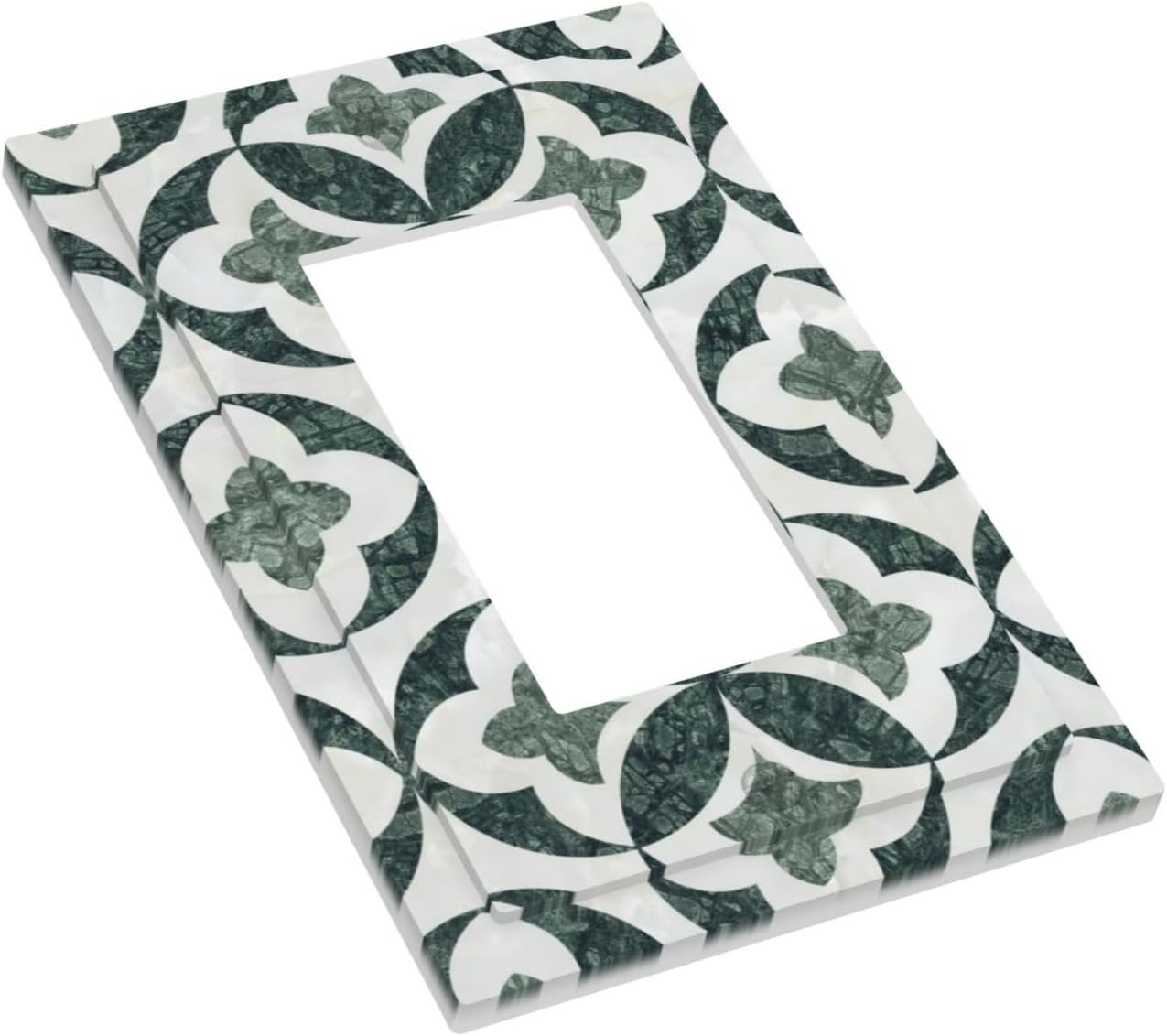 Green Luxury Modern Cubic Marble 1 Gang Single Rocker Decorative Light Switch Covers Electrical Faceplate Switch Plates for Bathroom Kitchen Home