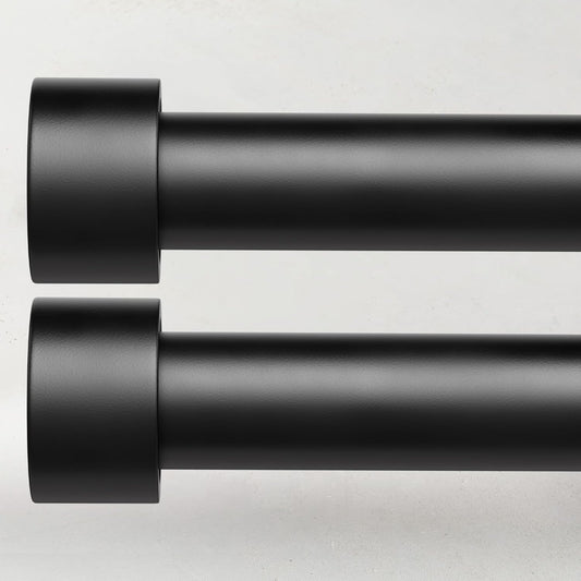 2 Pack Curtain Rods for Windows 66 to 120 Inch(5.5-10ft), 1 Inch Black Heavy Duty Curtain Rod Set, Adjustable Extra Long Outdoor Drapery Rods for Patio, Size 32"- 120"