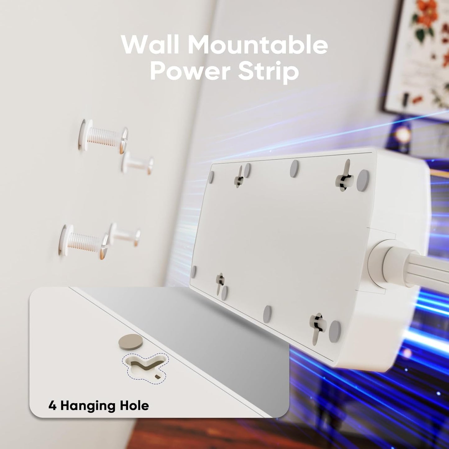 2 Prong Smart Power Strip, 1200J Surge Protector, Yozisital 2 Prong to 3 Prong Outlet Adapter, 5FT Flat Plug Extension Cord with 8 Outlets 4 USB Ports for Home Office