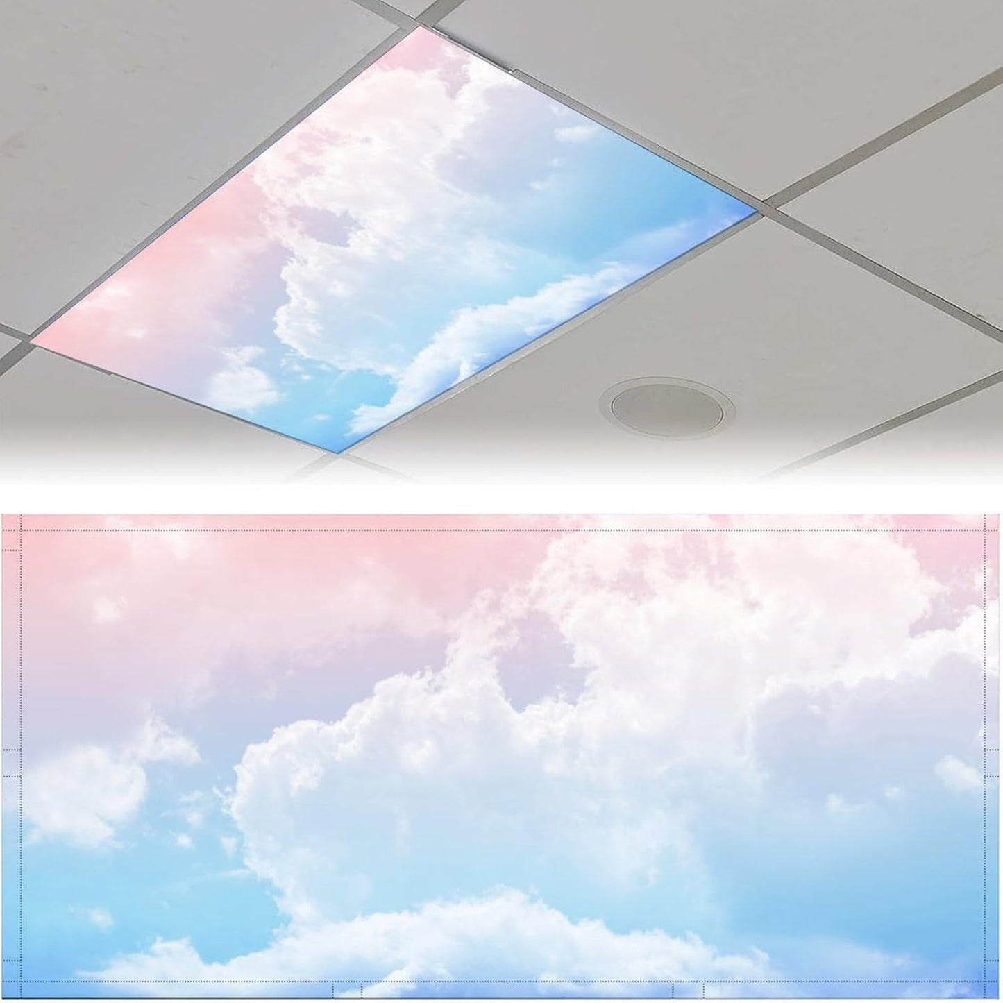 2PCS Fluorescent Light Cover for Ceiling Light Classroom-Cloud Magnetic Light Cover Fluorescent Light Shade Panel,Decorative Film Filter for Reducing Harsh Glare Flicker Home School Office Decorations