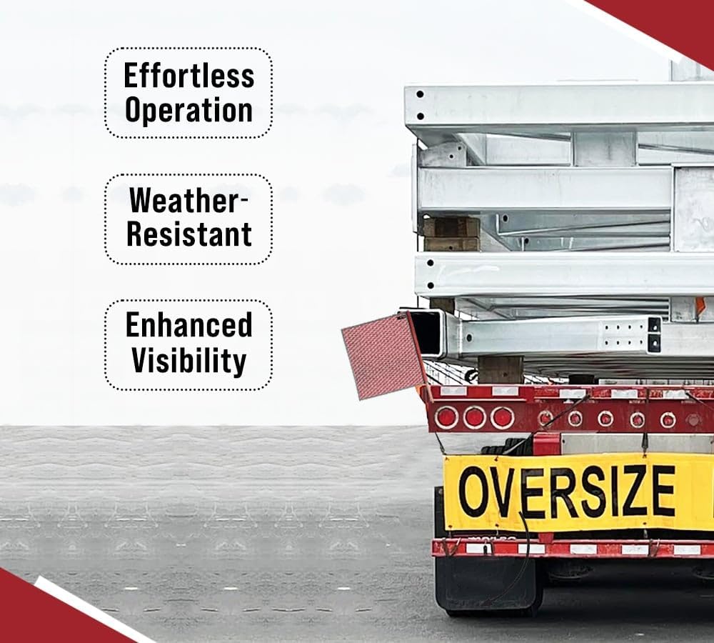 (16 Pack) 18"x18" Red Warning Flags for Trucks with Dowel & Reflective Webbing - High Visibility Vinyl Mesh Safety Flag DOT Compliant