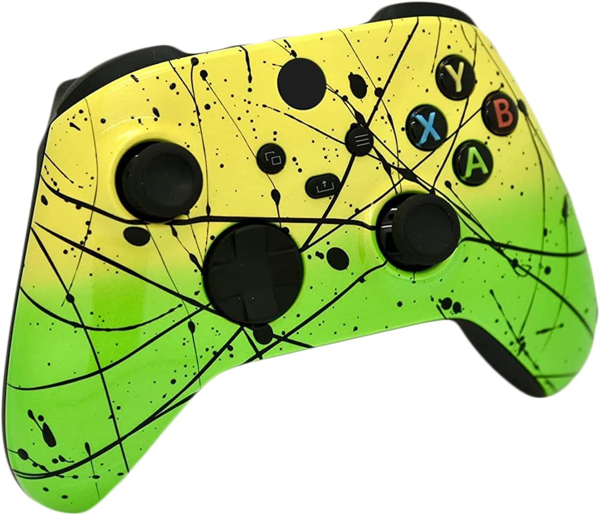 Hand Airbrushed Fade Custom Controller Compatible with Xbox Series X/S & Xbox One (Series X/S Yellow & Green)