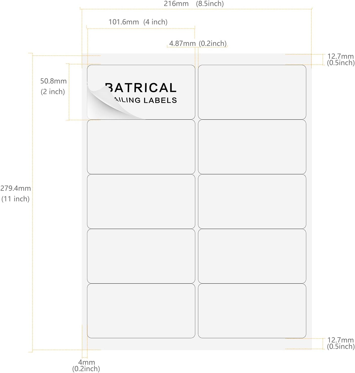 2"×4" Shipping Labels 1000 Labels Sticker Paper for Laser/Ink Jet Printer mailing Labels 8.5"×11" White 10 per Sheet