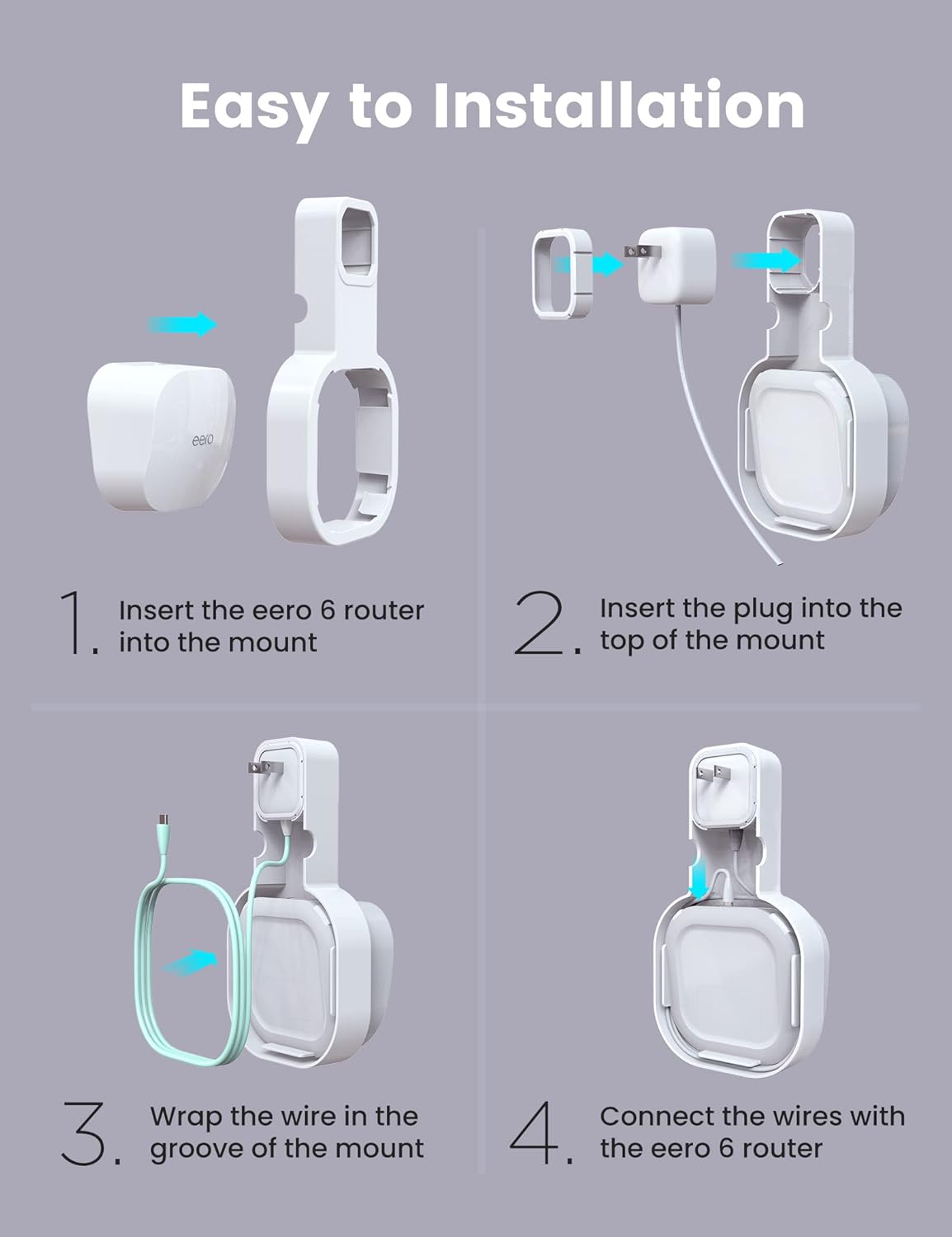 DG-Direct Wall Mount Holder for eero 6 and eero 6+ Router Mesh Wi-Fi System, No Messy Wires, The Outlet Wall Mount Holder for eero 6 Plus, Stand Bracket for eero 6 Extender Space Saving White