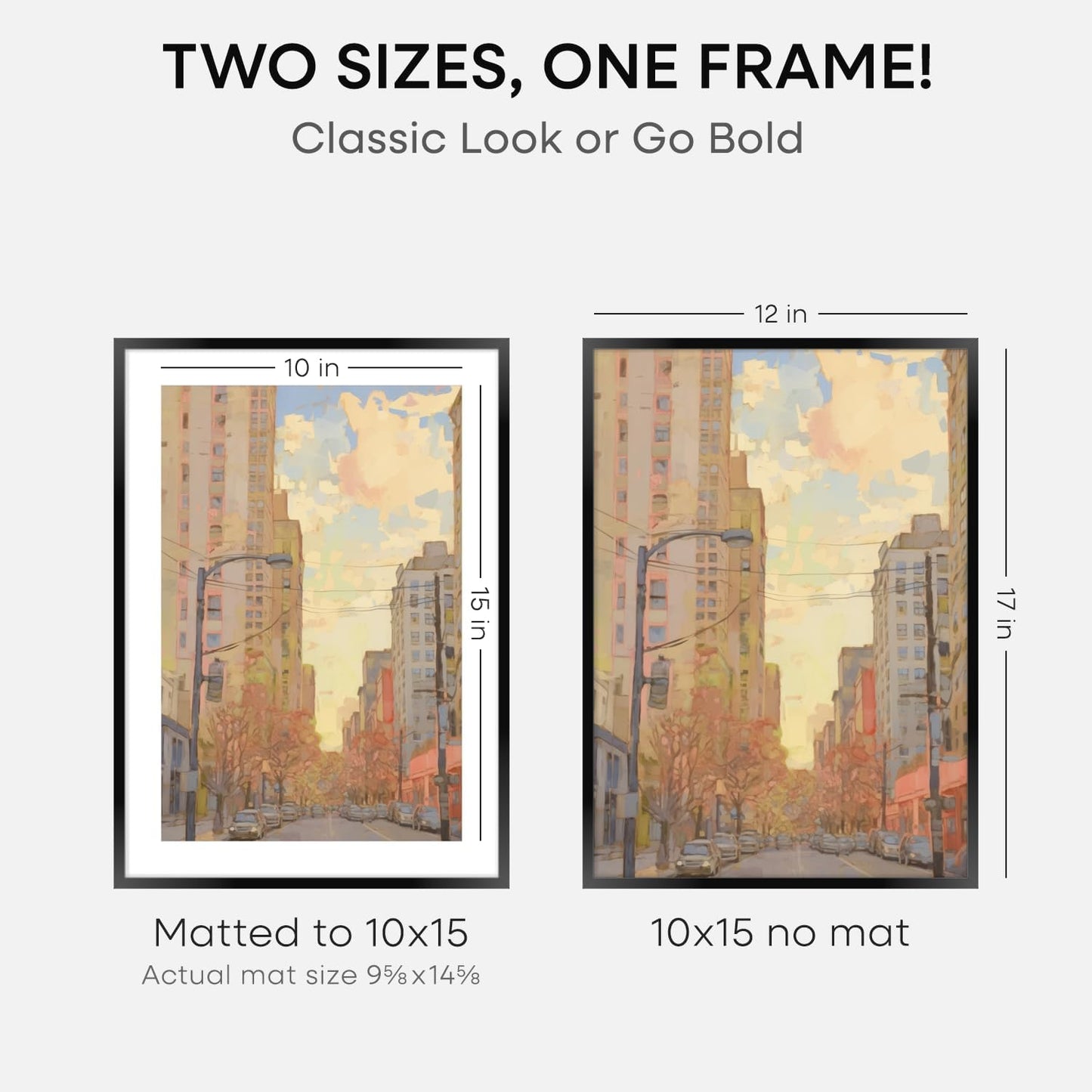 Homeforia 12x17 Picture Frame Black, High End Metal 12x17 Poster Frames with Mat 10x15 for Photo, 12 x 17 Black Frame Matted to 10 x 15 inch Print, 17x12 Thin Frame, Tempered Glass, Wall Kit, Set of 3