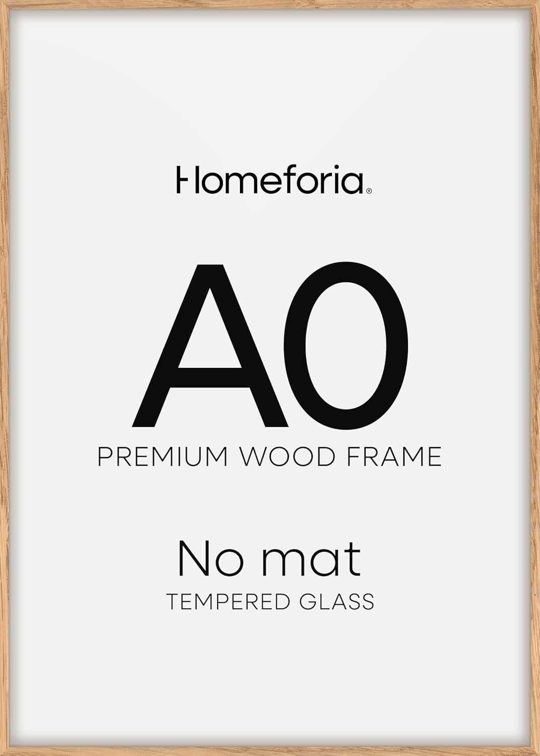 Homeforia A0 Poster Frame Natural Wood, High End Oak 33.1 x 46.8 Large Wooden Picture Frames Matted to 23.4 by 33.1 for Photo, A0 Size Light Wood Frames with Mat A1, Tempered Glass, Wall Kit, Set of 1