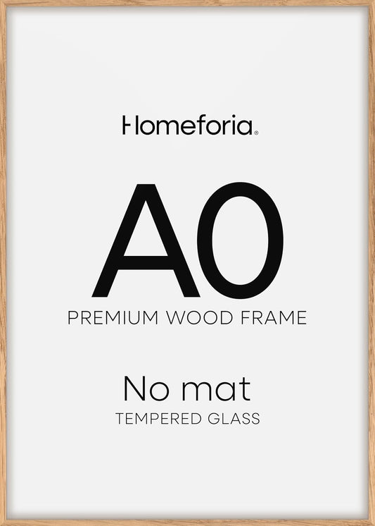 Homeforia A0 Poster Frame Natural Wood, High End Oak 33.1 x 46.8 Large Wooden Picture Frames Matted to 23.4 by 33.1 for Photo, A0 Size Light Wood Frames with Mat A1, Tempered Glass, Wall Kit, Set of 1