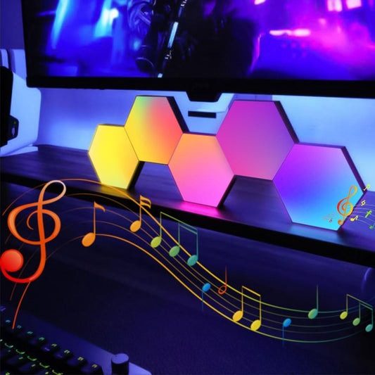 Hexagon LED Wall Light Panels: Smart RGB Color-Changing Hexagon Lights with App & Remote Control, Music Sync Mode, DIY Wall Decor for Bedroom, Gaming Room, Home Theater (6)