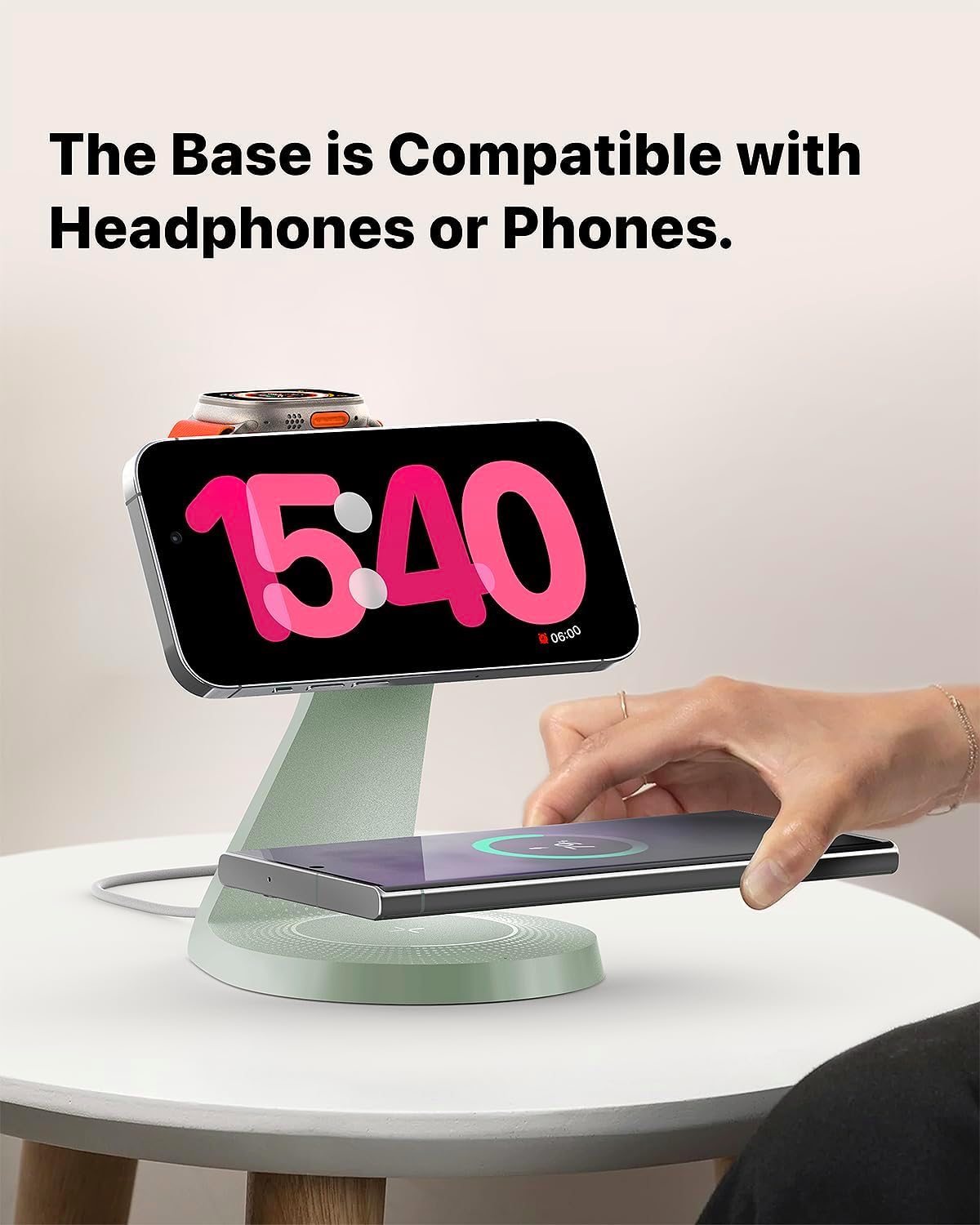 3 in 1 Charging Station for Apple Devices,Mag-Safe Charger Stand Fast Charging,Wireless Charger for iPhone17/ Air/16/15/14/13/12 Series,& AirPods,& iWatch(USB-C Charger Included)