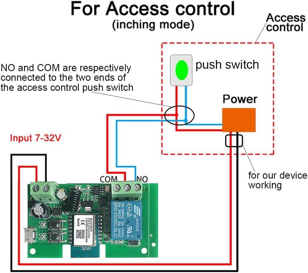1 Channel Smart WiFi Dry Contact Relay Module | USB 5V/DC 7-32V | Momentary/Inching Self-Locking Relay | Tuya App/Alexa/Google Home Remote Control | White